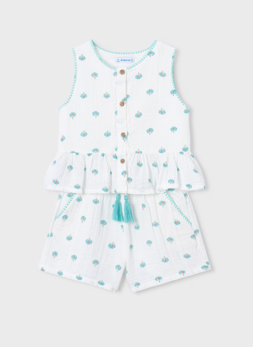 Mayoral Printed Shorts & Top Set Style 3229 - Off White